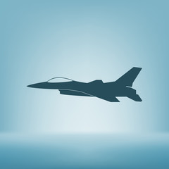Fototapeta na wymiar Jet fighter icon. Vector airplane silhouette isolated on white background.