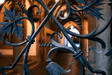 Wrought iron gate in the old european church