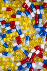 Medicine and healthy, Close up of capsules background
