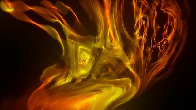 A 15 second loop of abstract rotating flames over black loop with matte. HD 1080.