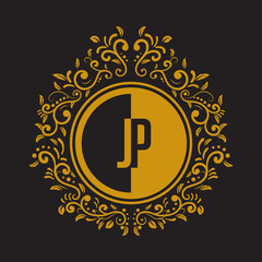 INITIAL CIRCLE HALF vintage elegant luxury