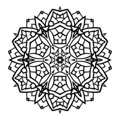 Mandala. Black and white decorative element. Picture for coloring.