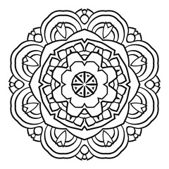Mandala. Black and white decorative element. Picture for coloring.