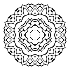 Mandala. Black and white decorative element. Picture for coloring.