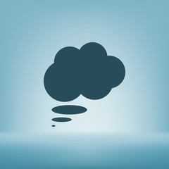Flat paper cut style icon of thought cloud