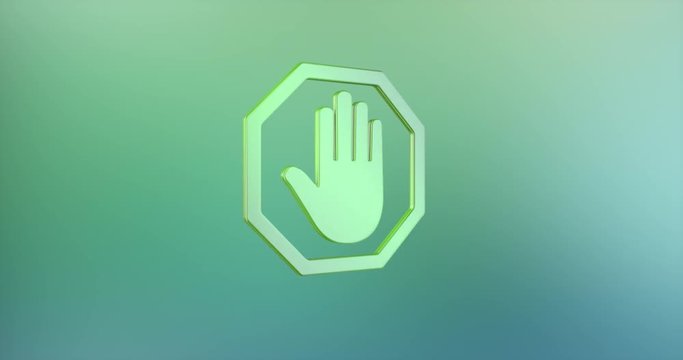 Animated Stop Hand Color 3d Icon Loop Modules for edit with alpha matte
