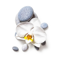 Spa stones and white orchid
