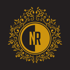 Naklejka premium INITIAL CIRCLE HALF vintage elegant luxury