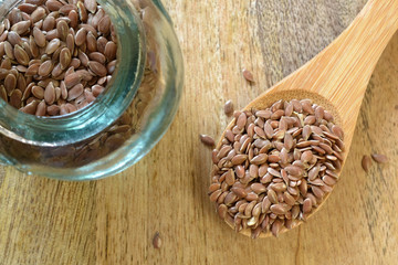 Flaxseeds in paper bag