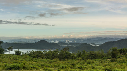 Fototapeta premium Misty mountain forest landscape , in Thailand