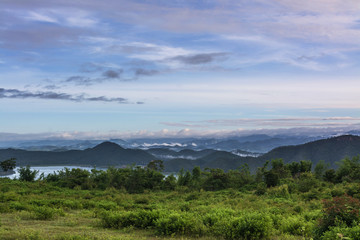 Obraz premium Misty mountain forest landscape , in Thailand