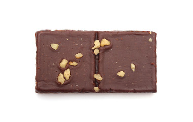 Chocolate Brownies with Nuts on Top on a White Background