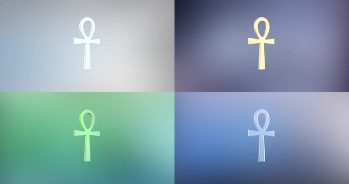 Animated Ankh 3d Icon Loop Modules for edit with alpha matte
