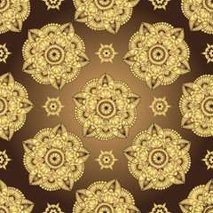 Vintage brown-gold seamless pattern