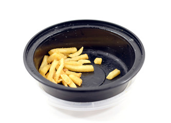 Container of French fries