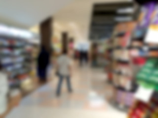 The interior of Supermarket blurred background.