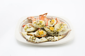 steamed crab on the plate
