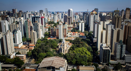 View of the city of Belo Horizonte, highlighting the Church of Boa Viagem and the city center. Belo...