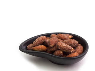 Almonds Placed on a white background.