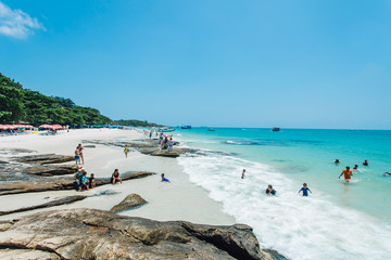 Tourists enjoying  beach at Koh Samet Island ,Rayong, Thailand. 