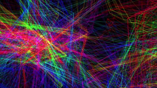 An abstract multilayered wireframe animation over black background.