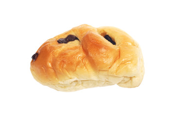 bread with black raisin isolated on white with clipping path