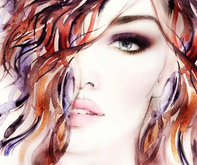 Photo sur Plexiglas Visage aquarelle portrait de femme .aquarelle abstraite .fond de mode