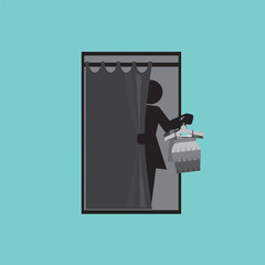 Fitting Room Black Graphic Vector Illustration