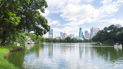 Business building , sky and tiny clouds