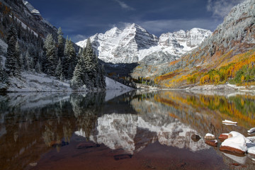 Maroon Bells - fall color and snow