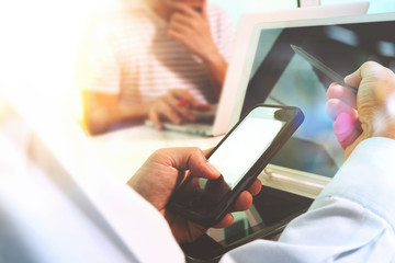 Business team meeting present. Photo professional investor worki