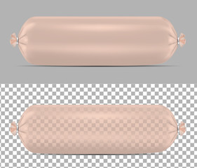 Transparent empty plastic packaging for sausage and food