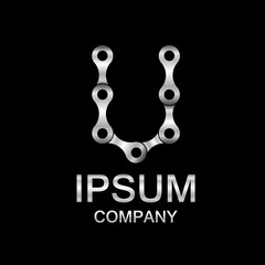 Abstract letter U logo design template,Silver,Chain strength circle industrial vector logo,logotype,Bicycle chain alphabet,Gear vector © DesignWinn