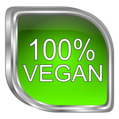 100% Vegan Button - 3D illustration