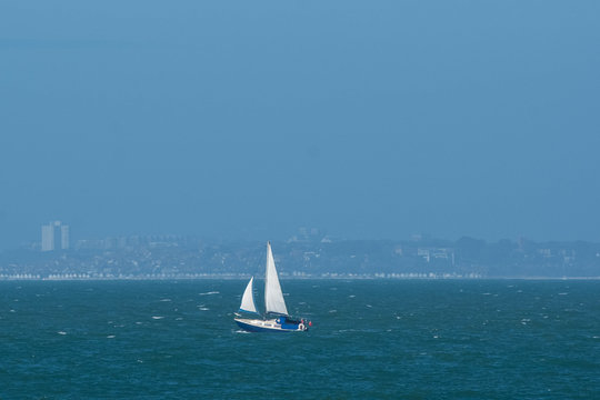 A yacht sailing  on the English Channel