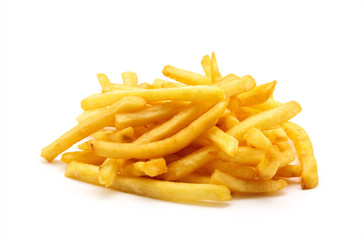 potato fry on white isolated background