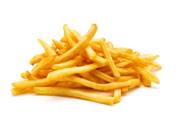 potato fry on white isolated background