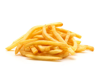 potato fry on white isolated background