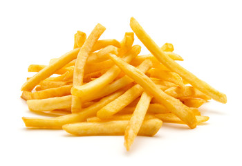 potato fry on white isolated background