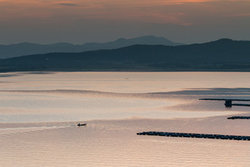 Thai fishing boat and 
fishing,Thailand.Image contain certain grain or noise.