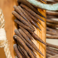 Old rusted fishing hooks - Close-up