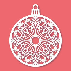 Christmas ball with snowflake. Laser Cutting template