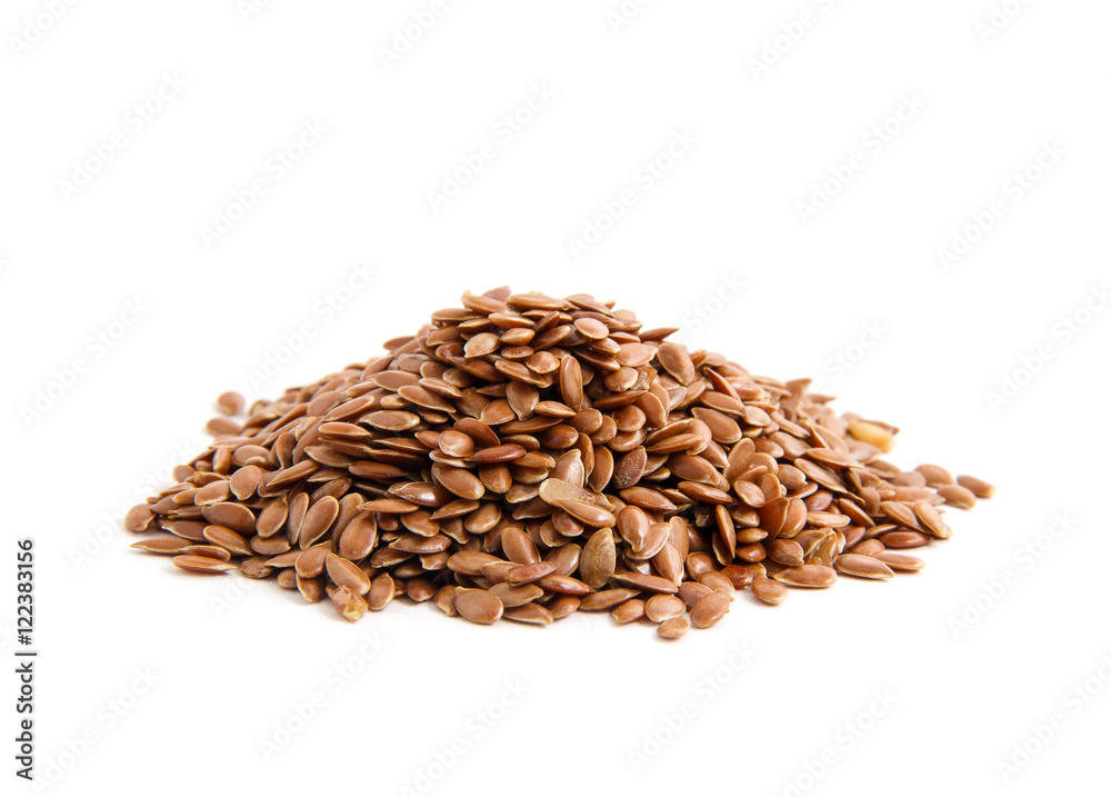 Canvas Prints Flax seeds heap isolated on white