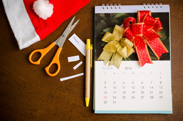 October calendar of 2016