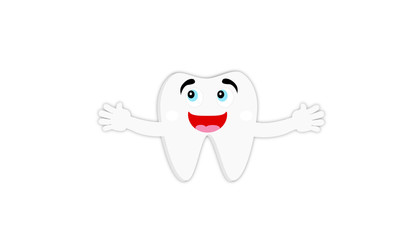 Cartoon tooth smiling and happy