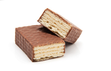 chocolate waffles isolate on white