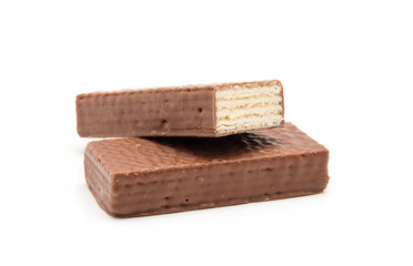 chocolate waffles isolate on white