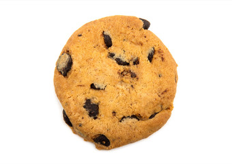 Chocolate chip cookie on white