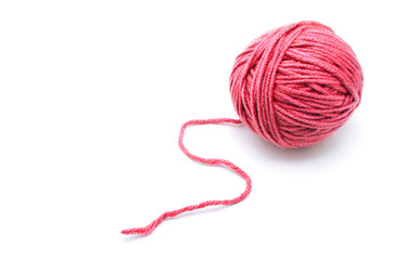 Ball of yarn on white background