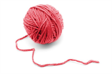 Ball of yarn on white background